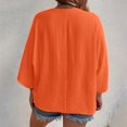 thumbnail image 4 of yunLCZ Women Shirts 3/4 Sleeve Blouses For Womens 2025 Summer V Neck Button Shirts Casual Plus Size Beach Tunic Tops Women's Cap Sleeve Tank Tops Orange XXXL, 4 of 4
