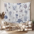 thumbnail image 2 of Vintage Coastal Tapestry for Bedroom Wall Hanging Tapestry, Nautical Summer Beach Sea Turtle Starfish Ceiling Backdrop Tapestries Poster Blanket Wall Decor for Teens Room Living Room Dorm 39" x 59", 2 of 8