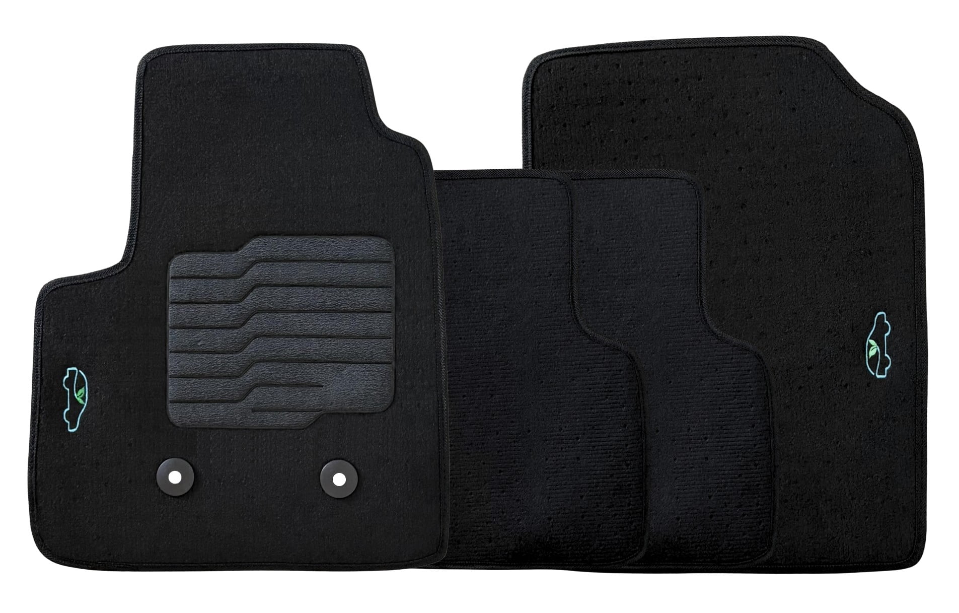 Carpet Floor Mats For 2015 to 2022 Chevrolet Colorado and GMC Canyon, Driver Heel Pad, Front and Rear, Black