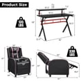thumbnail image 3 of Costway Gaming Desk & Chair Set 48'' Computer Desk & Massage Recliner Chair Black + Pink, 3 of 12