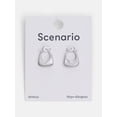 thumbnail image 4 of Scenario Women's Silver‑Tone Ribbed Texture Hoop Earrings, 4 of 4