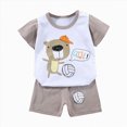thumbnail image 4 of TOWED22 Infant Baby Boy Outfits 2 Pieces Crewneck Short Sleeve T-Shirt Tee Pattern Casual Pocket Shorts Toddler Clothes(Khaki,18-24 M), 4 of 4
