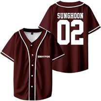 ENHYPEN SUNGHOON Merch V-Neck Shirts Baseball Jersey Shirt Women Men Fashion Casual Short Sleeve