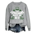 thumbnail image 2 of BLTIBY 2025 St. Patrick's Day Sweatshirt for Women Lucky Shamrock Printed Long Sleeve Round Neck Irish Shirt Ireland Fashion Pullover Tops Gray 2 XS, 2 of 4