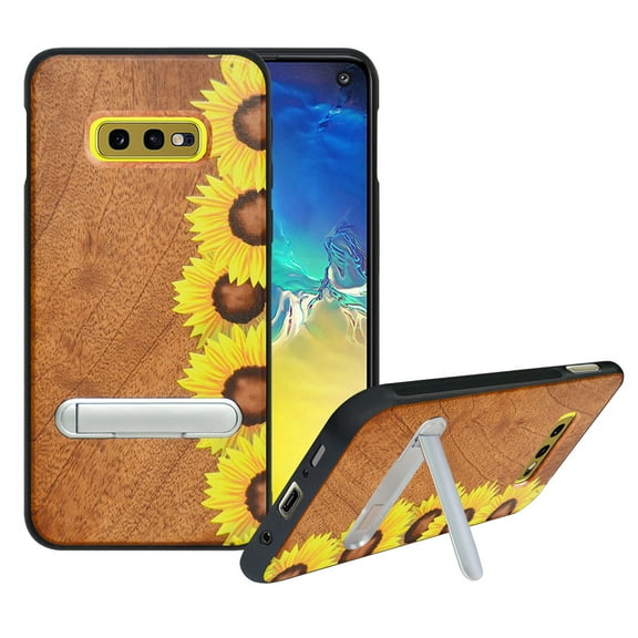 Labanema Samsung Galaxy S10e /S10 Lite Case, Samsung Galaxy S10e /S10 Lite Cover with Metal Kickstand, Natural Wood TPU Cover, Anti Scratch Case for Samsung Galaxy S10e /S10 Lite (Sunflower)