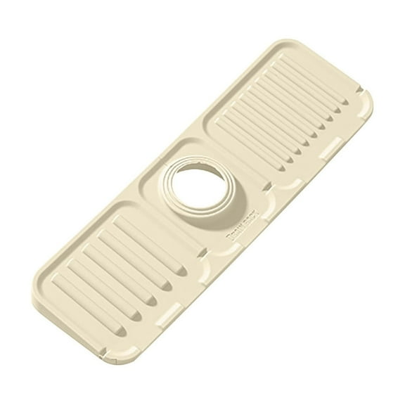 Faucet Mat for Kitchen Sink Silicone Splash Guard with Fast Drying Properties - Protective Sink Tray for Stone Sinks in Kitchen & Bathroom (White)