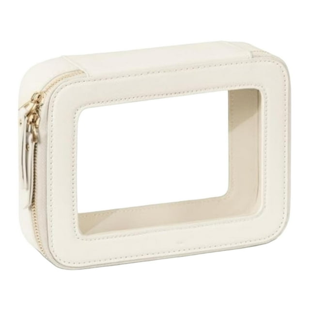 Bolsa de maquillaje transparente, organizador de cosméticos, resistente, transparente, impermeable, pequeña Blanco