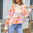 thumbnail image 6 of Levmjia Womens Sweater Casual Long Sleeve Round Neck Floral Print Head Pullover Soft Acrylic Top For Fall Autumn And Winter Daily Wear, 6 of 8
