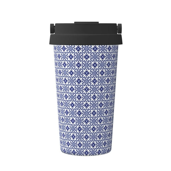 Hirioo Blue And White Porcelain Chinaware for Coffee Travel Mug Insulated Coffee Mug with Lid