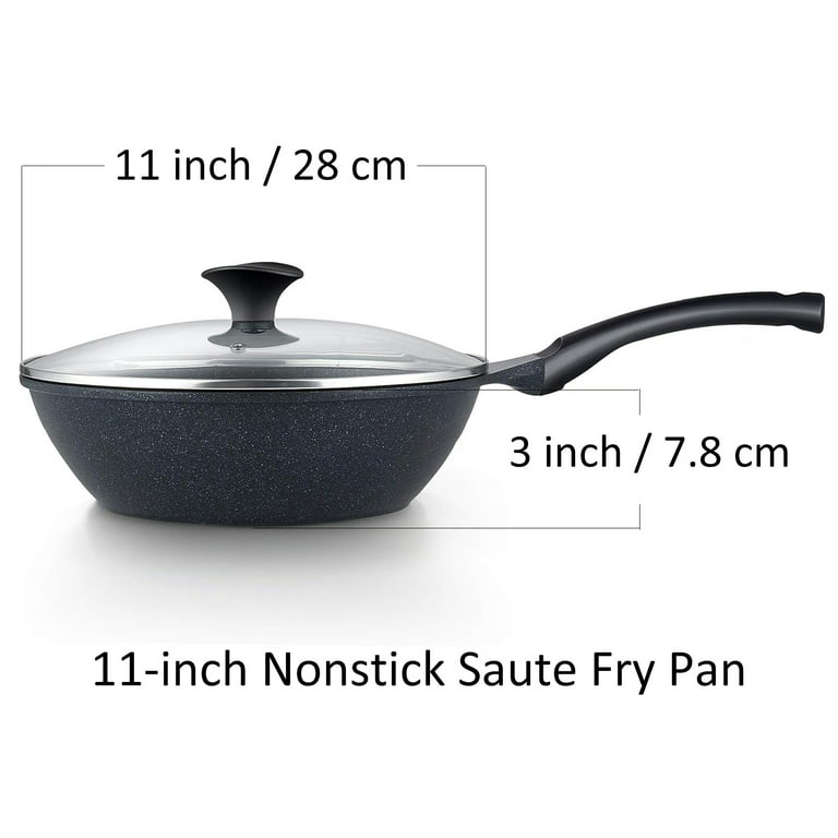 Cook N Home Nonstick Marble coating Deep Saute Stir Fry pan Wok