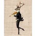 thumbnail image 2 of Fab Funky 15x18 White Modern Wood Framed Museum Art Print Titled - Dancing Deer with Violin, 2 of 4