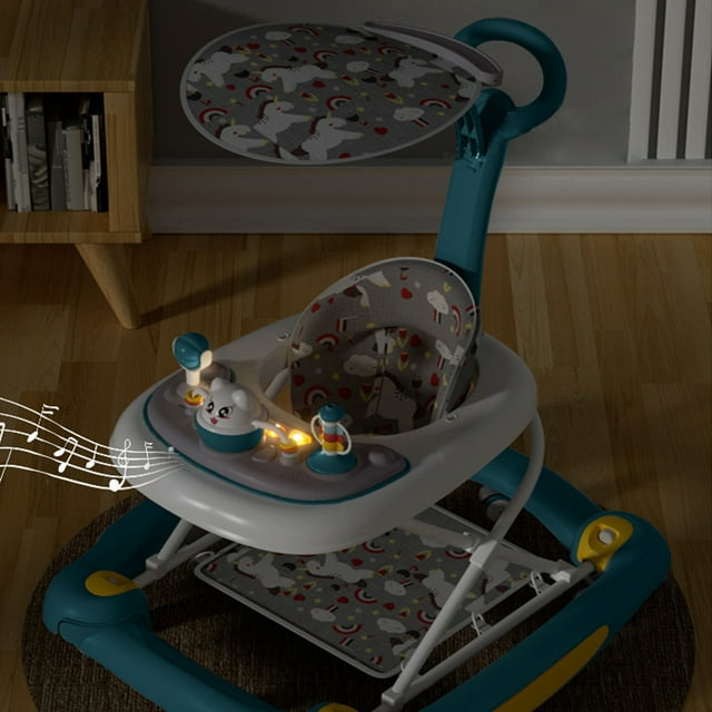 Activity Baby Walker for Girls and Boys, 5-in-1 Baby Walker with Music Toys, Height Adjustable, Green