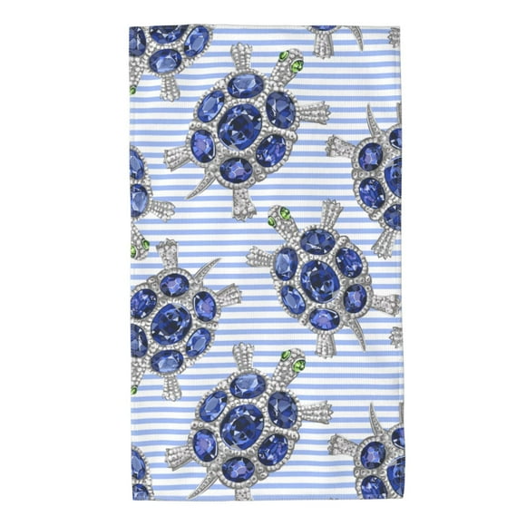 Balery Turtle with Blue Stones Toalla de Microfibra Premium con Estampado – 27.5x16 pulgadas, Alta Absorción, Suave y Aterciopelada, Secado Rápido