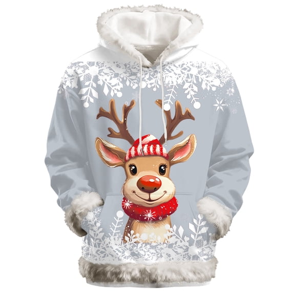 Women Christmas Outfit Fashion Pullover Hoodie Cozy Lined Print Sweatshirt Casual Soft Warm Winter Holiday Graphic Hooded Top for Women Green XL