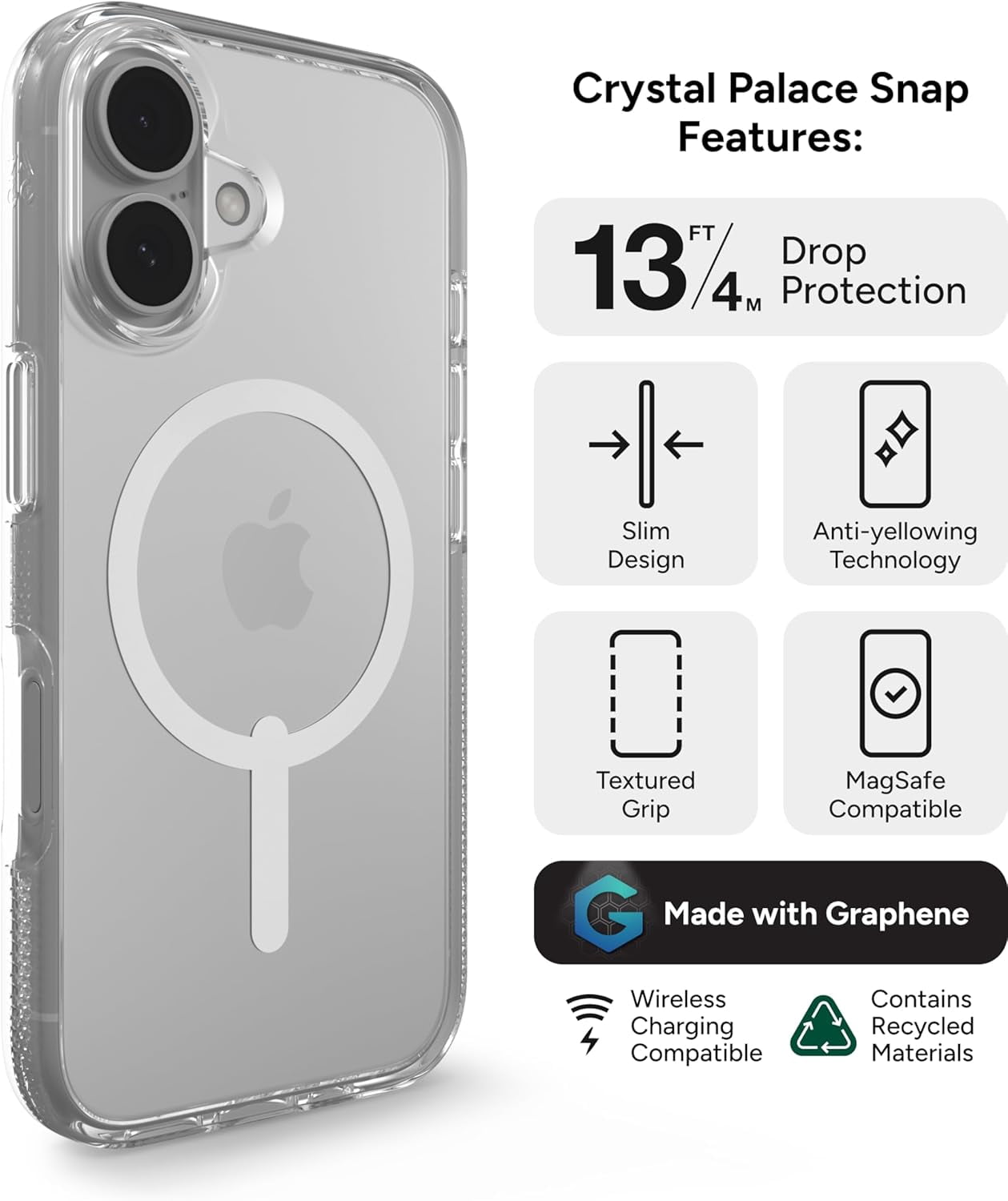 ZAGG Crystal Palace Snap Case for iPhone 16 Clear