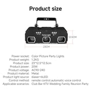 Party lights, DJ disco lights, sound activation and DMX control, 3D pattern strobe light beam effects, suitable for family gatherings, birthdays, holidays, revelry, KTV, bars, karaoke, clubs, stage