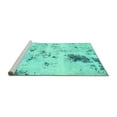 thumbnail image 2 of Ahgly Company Machine Washable Indoor Square Solid Turquoise Blue Modern Area Rugs, 3' Square, 2 of 4