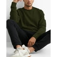 thumbnail image 3 of Sleepdown Men's Crewneck Sweatshirt, Soft Midweight Long Sleeve Fleece Sweatshirt for Men, Basic Pullover Mens Sweatshirt - Large, Olive, 3 of 4
