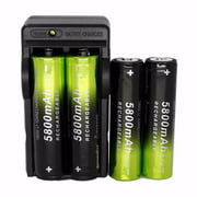 Gyouwnll Camping Supplies For Outdoor Games 4Pcs Rechargeable 5800Mah Li-Ion 18650 3.7V Battery Dual Smart Charger