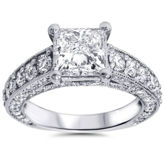 Pompeii Certified 3 3/4ct Princess Cut Lab Grown Diamond Engagement Ring 14K White Gold