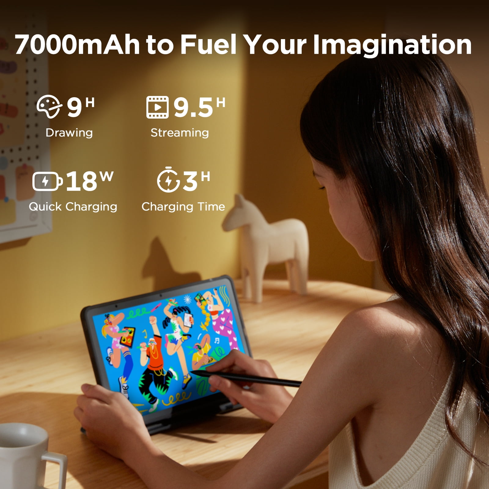 UGEE UT2 Fun Drawing Pad, Standalone Graphics Tablet No