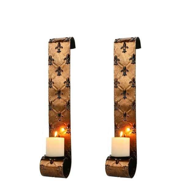 Set of 2 Large Metal Frame Wall Sconce, Decorative Wall Candle Sconces