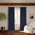 thumbnail image 6 of Archaeo  Cotton Blend Button Semi-Sheer  Tab Top Single Curtain Panel, 1 Panel, Navy Blue, 40”W x 63"L, 6 of 8