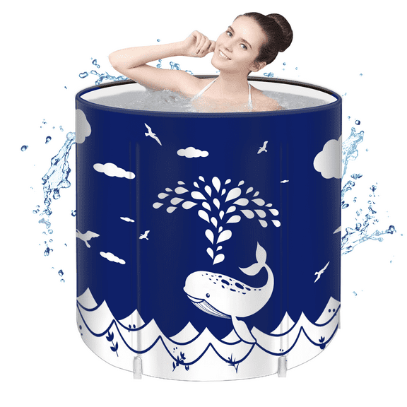Portable Bathtub, Foldable Adult Japanese Soaking Bathtub, Freestanding Ice Bath and Hot Tub, Foldable Spa Bathtub for Tight Spaces