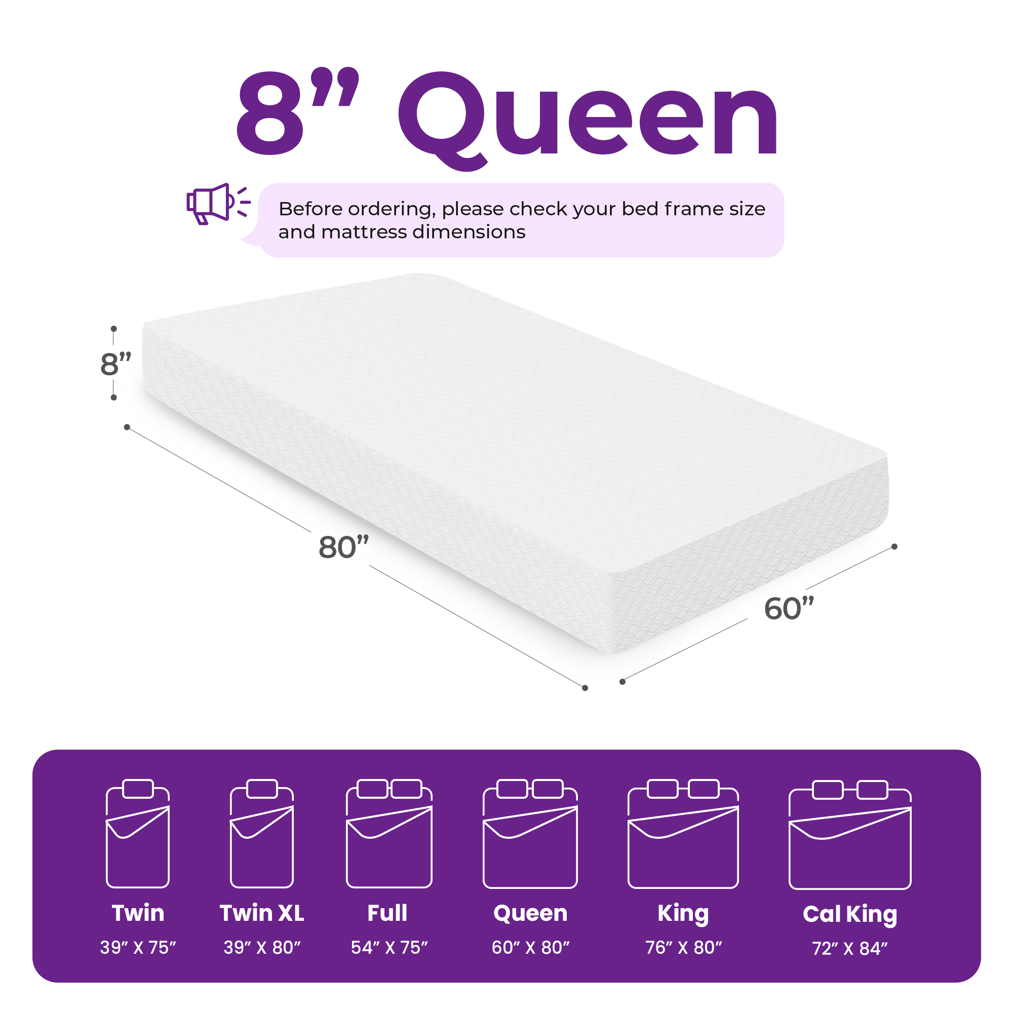 GAESTE 8 Queen Memory Foam Mattress, Cooling Gel, Medium Firm Support, Pressure Relief, Breathable Cover, Mattress in a Box, Adult and Child