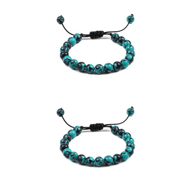 Sonducket Exquisita de cuentas para mujeres y hombres regalo para unisex para hombres piedras preciosas naturales línea negra+verde Línea negra+verde 2Conjunto