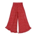 thumbnail image 3 of Womens Palazzo Pants Casual Wide Leg Smocked Elastic Waist High Waisted Wide Leg Lounge Pants Vacation Pants 2026 Summer Cropped Lightweight Casual Pants(Red,XL), 3 of 3
