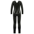 thumbnail image 2 of TSSOE Kids Girls Metallic Full Length Romper Jumpsuit Ballet Dance Gymnastics Leotard Bodysuit Unitard Dancewear Black 12, 2 of 5
