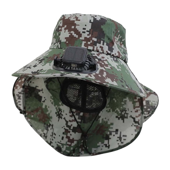 UANWENN Solar Fan Bucket Hat For Men Women UPF50+ Sun Wide Brim Outdoor Sports Summer Fishing Hat With Technology Lanyard Mens Farming Hat Foldable Cowboy Hats for Women Travel Visor Gardening Visor