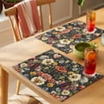 thumbnail image 4 of Vintage Flower Placemats Set of 6 Colorful Garden Floral Botanicals Blossom Place Mats Indoor Wipeable Table Mats Washable Cloth Dining Table Placemats for Kitchen Holiday Party Home Decor 13x19 Inch, 4 of 9
