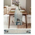 thumbnail image 4 of Table Runner 72 Inches Long for Kitchen Dining, Christmas Snowman Dresser Scarf Farmhouse, Dining Table Decorations for Wedding/Parties, Blue Xmas Winter Snowflake 14 x 72 In, 4 of 9