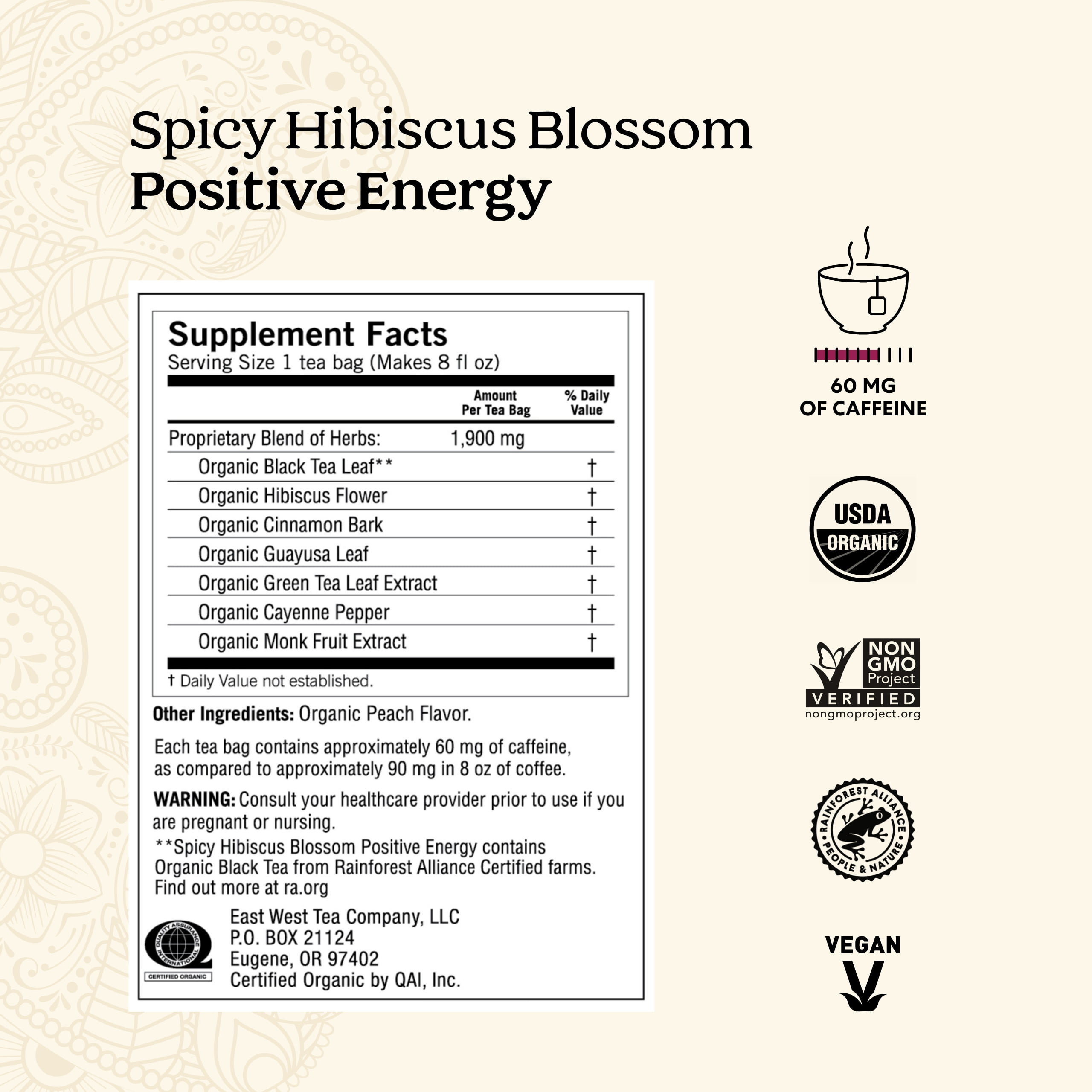 Yogi Tea - Spicy Hibiscus Blossom Positive Energy (6 pack) - Supports Elevated Mood and Energy Level - 96 Tea Bags