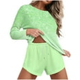 thumbnail image 1 of Bowake Ensemble de Détente Deux Pièces pour Femmes Pull à Manches Longues et Short Ensemble de Pyjama en Coton pour Femmes, 1 of 4