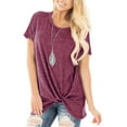 thumbnail image 4 of FAMITION Casual Cute Short Sleeve T Shirts for Women Summer Twist Knotted Blouse Tunic Tops, 4 of 8