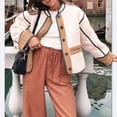 thumbnail image 4 of Jackets for Women Cropped Light-Weight Quilted Puffer Long Sleeves Jacket Colorblock Coat Biker Jacket Color M, 4 of 8