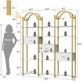 thumbnail image 2 of Semoic 83.5" Tall Arched Bookshelf, Triple Wide 6-Tier Large Open Book Shelf with 3 Drawers Storage, Etagere Bookcase with Display Shelf,  Bookshelf with Metal Frame for Living Room, Gold, 2 of 19