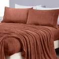 thumbnail image 3 of Chezmoi Collection Extra Soft Fleece Sheet Set Full, 4-Piece Microplush Non-Pilling Velvety Bed Sheet, Deep Pocket - Lightweight All Season Warmth, Full, Terracotta, 3 of 9