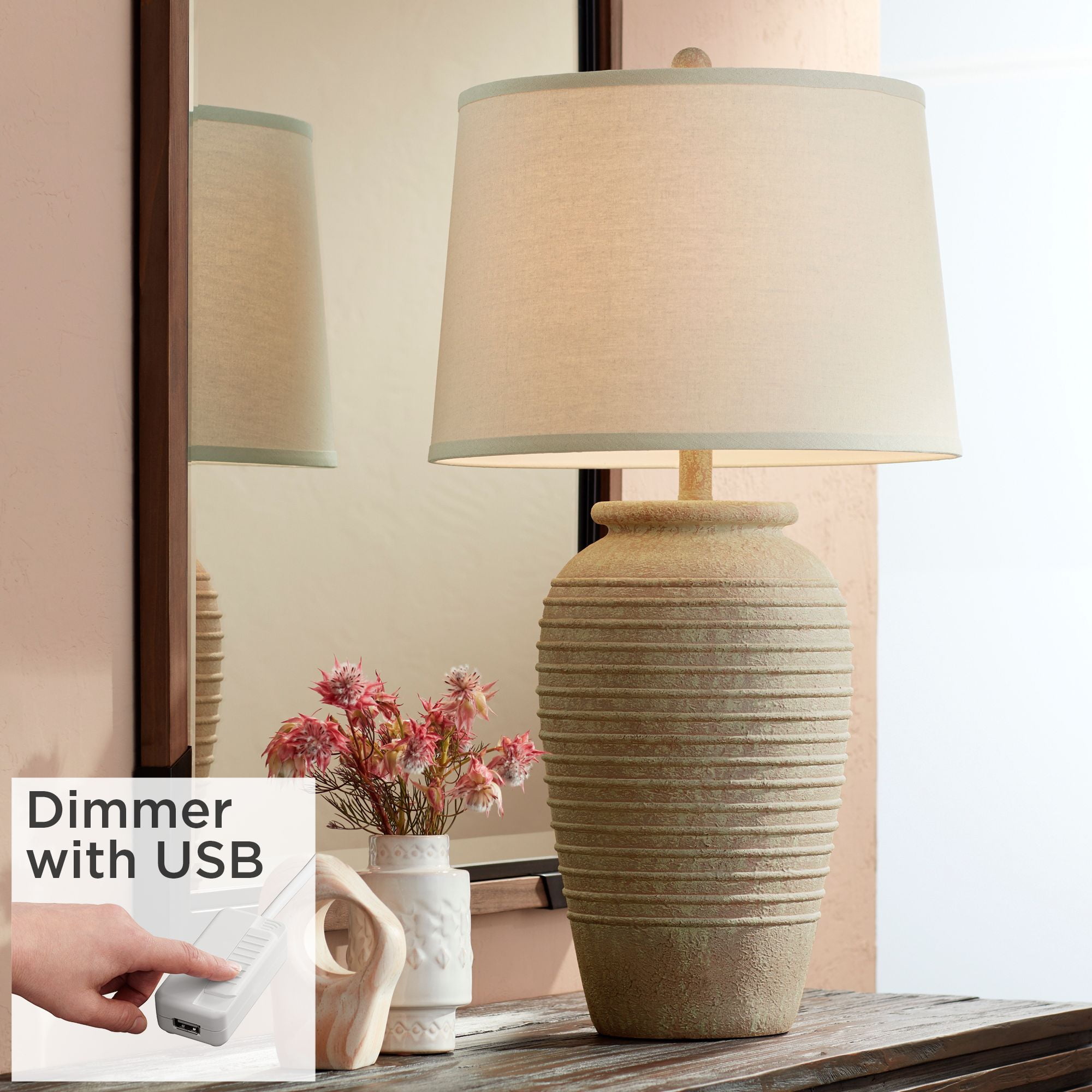 Monografie volume residentie John Timberland Country Cottage Table Lamp with USB Charging Port 28" Tall  Sand Cream Linen Drum Shade Living Room Bedroom House - Walmart.com