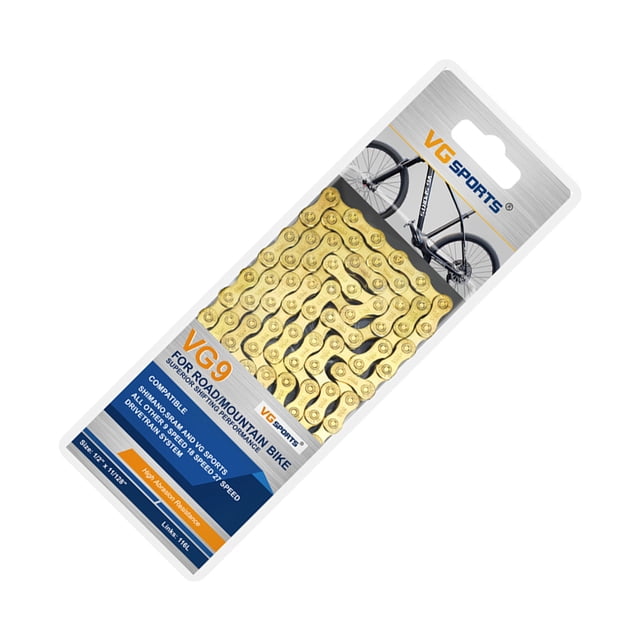 relayinert Stylish Enhanced Safety Carbon Steel Bicycle Chain For Easy Riding Easy To Install Road Bike Chain gold 9 Speed 1Set