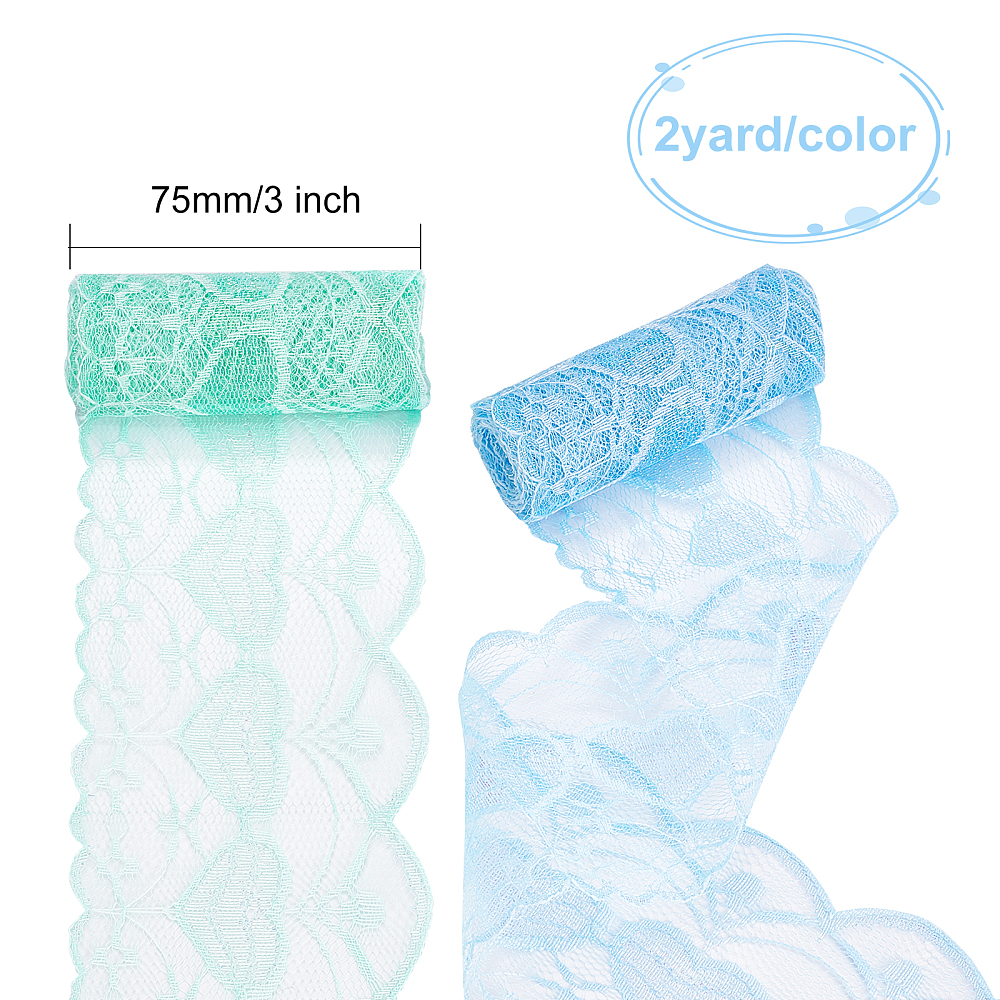 1 set Nonelastic Lace Trim with Cotton Lace Trim Ribbon Mixed color 3 inch(75mm)