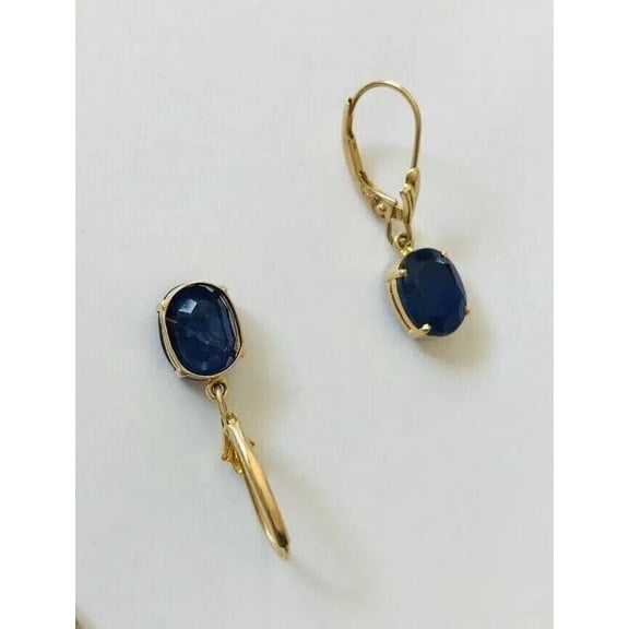 2Ct Oval Lab-Created Blue Sapphire Drop Dangle Women Earring 14k Yellow Gold Plated