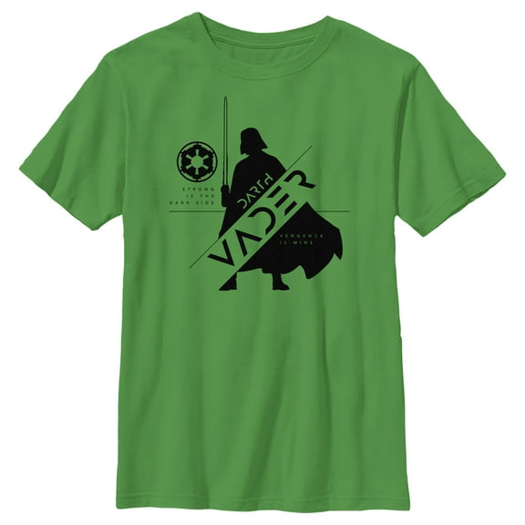 Boy's Star Wars: Obi-Wan Kenobi Darth Vader Strong is the Dark Side Silhouette Graphic Tee Kelly Green X Small