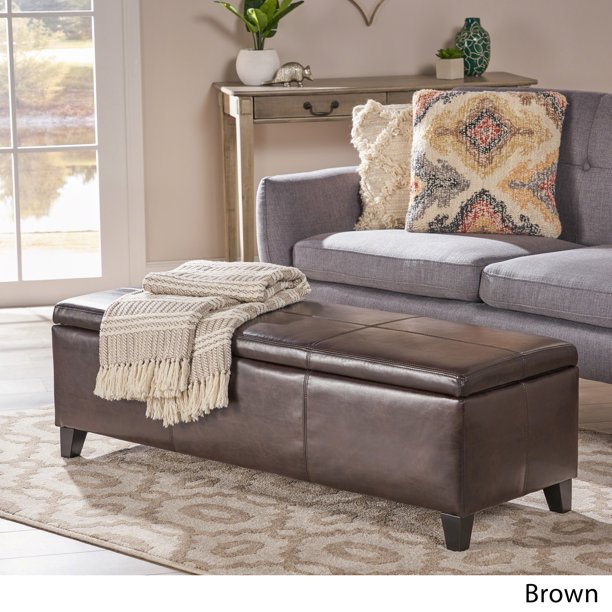 Faux leather ottoman deals walmart