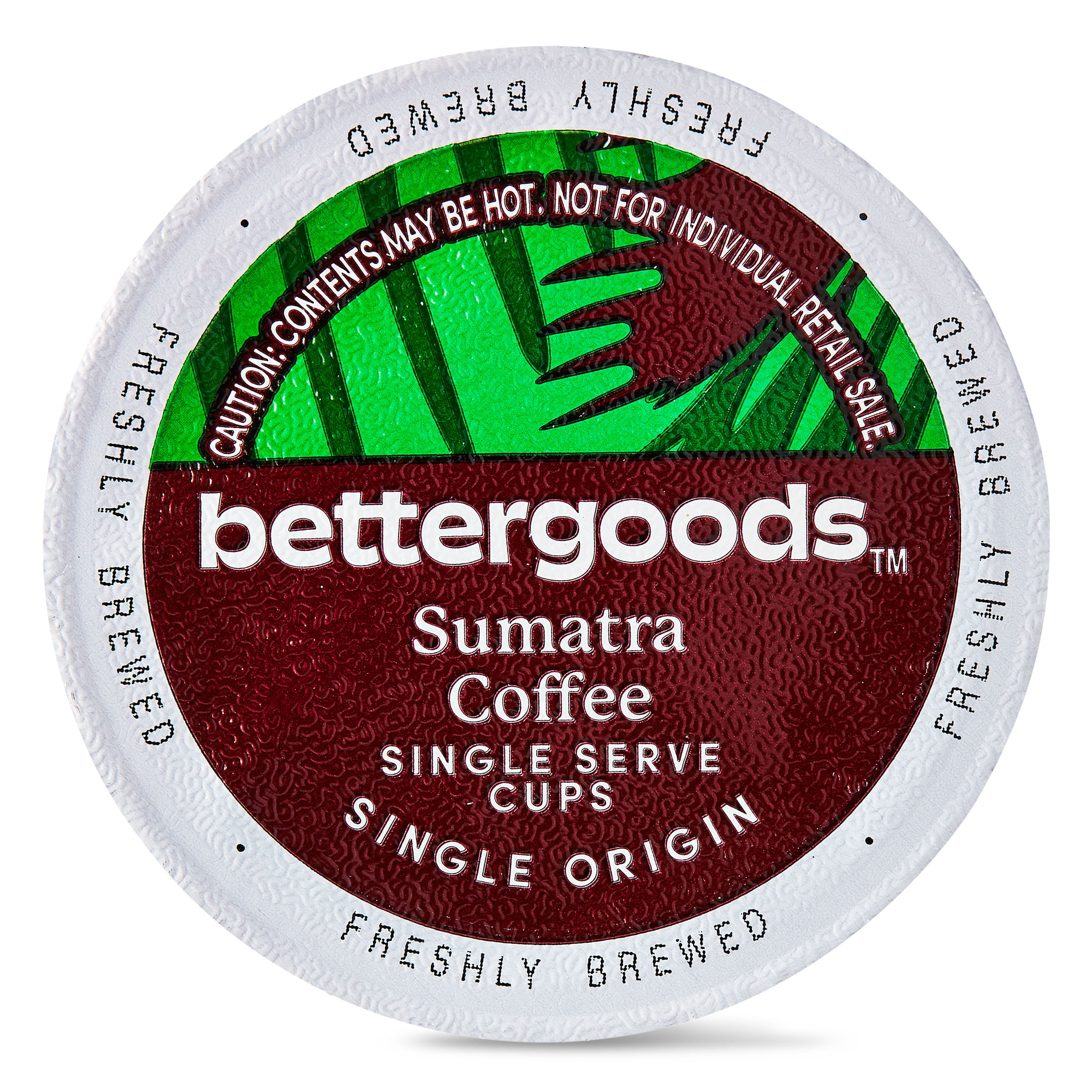 bettergoods Single Origin Sumatra Coffee, Dark Roast, Single Serve Cups, 0.42 oz, 12 Count