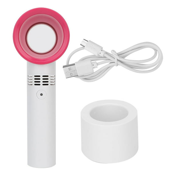 Mini ventilador portátil recargable por USB, sin aspas, para pestañas postizas (blanco)