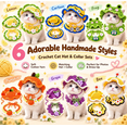 thumbnail image 2 of Cute Handmade Crochet Cat Hat & Collar Set, 6 Styles Fruit Animal Knit Outfit with Adjustable Ties, Pet Costumes, Cat Accessories for Kitten Photo Shoot & Party Dress-up-B, 2 of 7